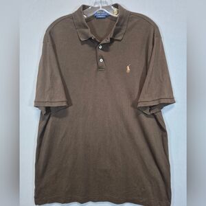 Polo Ralph Lauren Men’s Large Classic Fit Brown Polo Shirt Pony Logo Short